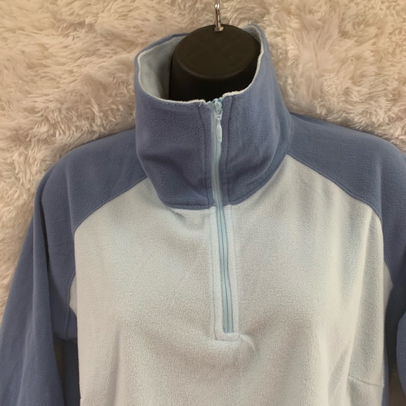 Ladies XL Columbia Half Zip Fleece Sweater In Blue/Baby Blue - Picture 3 of 7